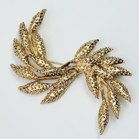 Vintage Sarah Coventry Large Harvest Wheat Brooch Mid 60's Gold Tone 3.25" - Picture 1 of 8